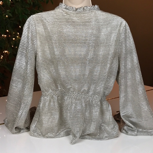 NWT LINE + DOT SPARKLY SILVER & BEIGE SWEATER SZ M - Picture 12 of 16
